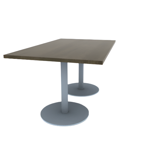 Proof 36" x 60" Rectangle Pedestal Cafe Table with Round Stainless Steel Base Pair Solid Wood Top