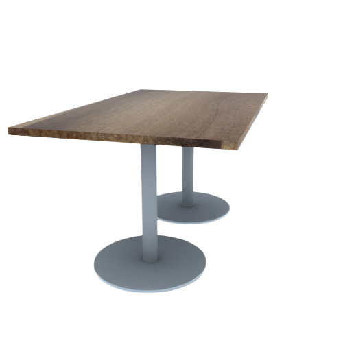 Proof 36" x 60" Rectangle Pedestal Cafe Table with Round Stainless Steel Base Pair Solid Wood Top