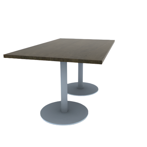 Proof 36" x 60" Rectangle Pedestal Cafe Table with Round Stainless Steel Base Pair Solid Wood Top