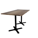 Proof 36" x 72" Rectangle Pedestal Counter Table with X-Base Pair Solid Wood Top