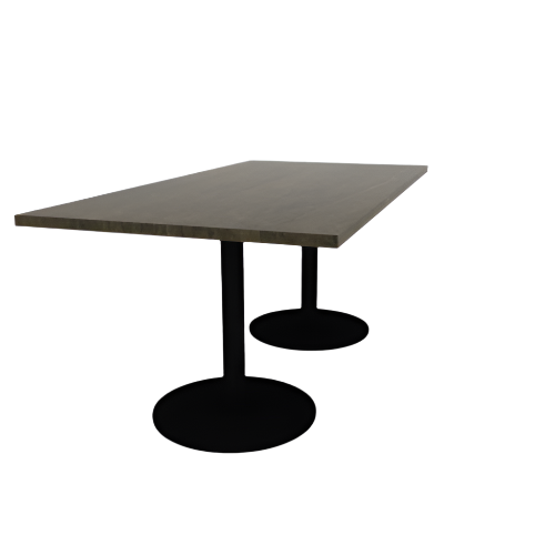 Proof 36" x 72" Rectangle Pedestal Cafe Table with Round Steel Base Pair Solid Wood Top