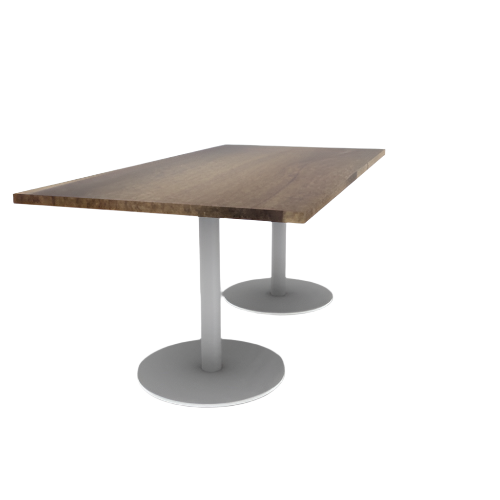 Proof 36" x 72" Rectangle Pedestal Cafe Table with Round Steel Base Pair Solid Wood Top