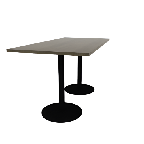 Proof 36" x 72" Rectangle Pedestal Counter Table with Round Steel Base Pair Solid Wood Top