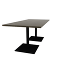 Proof 36" x 72" Rectangle Pedestal Cafe Table with Square Steel Base Pair Solid Wood Top