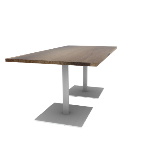 Proof 36" x 72" Rectangle Pedestal Cafe Table with Square Steel Base Pair Solid Wood Top