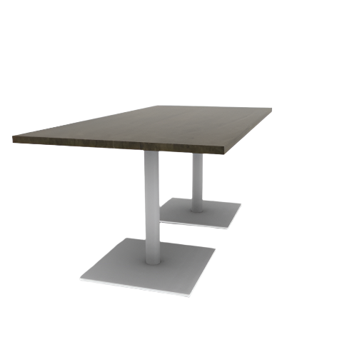 Proof 36" x 72" Rectangle Pedestal Cafe Table with Square Steel Base Pair Solid Wood Top