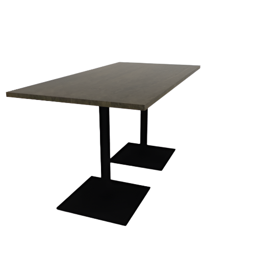 Proof 36" x 72" Rectangle Pedestal Counter Table with Square Steel Base Pair Solid Wood Top