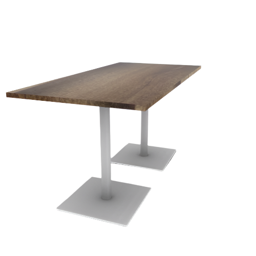 Proof 36" x 72" Rectangle Pedestal Counter Table with Square Steel Base Pair Solid Wood Top