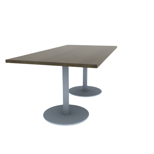 Proof 36" x 72" Rectangle Pedestal Cafe Table with Round Stainless Steel Base Pair Solid Wood Top