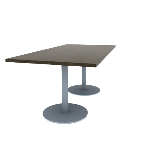 Proof 36" x 72" Rectangle Pedestal Cafe Table with Round Stainless Steel Base Pair Solid Wood Top