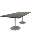 Proof 36" x 84" Rectangle Pedestal Cafe Table with Round Base Pair Solid Wood Top