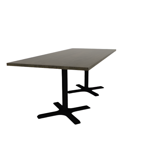 Proof 36" x 84" Rectangle Pedestal Cafe Table with X-Base Pair Solid Wood Top