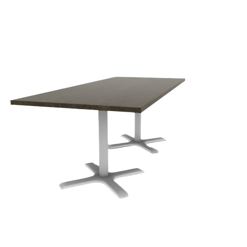 Proof 36" x 84" Rectangle Pedestal Cafe Table with X-Base Pair Solid Wood Top
