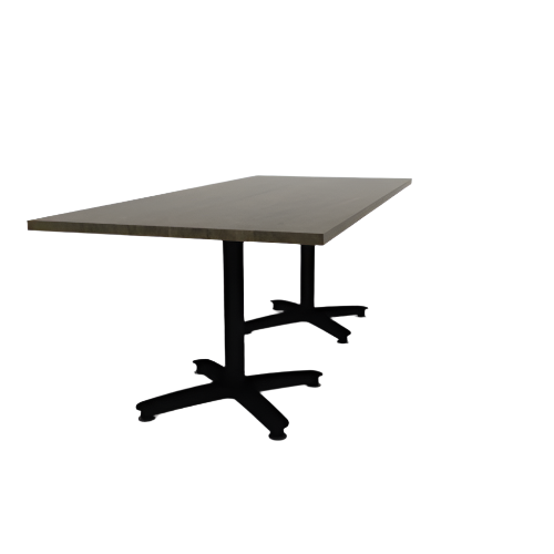 Proof 36" x 84" Rectangle Pedestal Cafe Table with Arched Base Pair Solid Wood Top