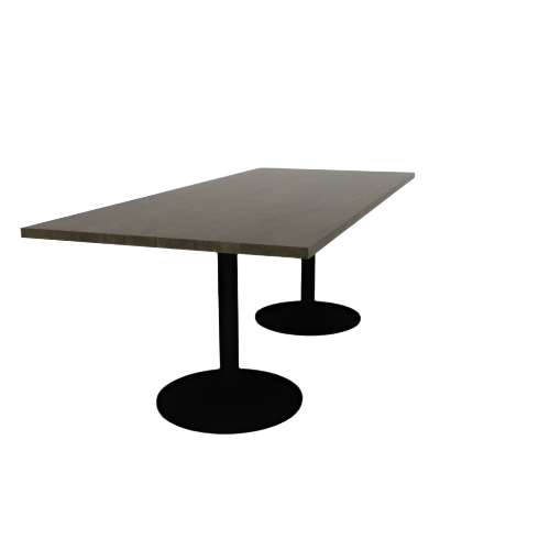 Proof 36" x 84" Rectangle Pedestal Cafe Table with Round Steel Base Pair Solid Wood Top