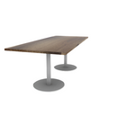 Proof 36" x 84" Rectangle Pedestal Cafe Table with Round Steel Base Pair Solid Wood Top
