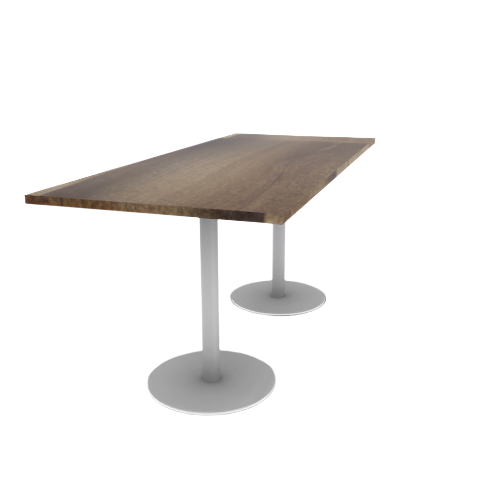 Proof 36" x 84" Rectangle Pedestal Counter Table with Round Steel Base Pair Solid Wood Top