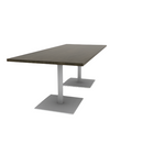 Proof 36" x 84" Rectangle Pedestal Cafe Table with Square Steel Base Pair Solid Wood Top