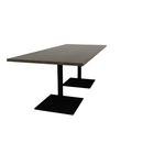 Proof 36" x 84" Rectangle Pedestal Cafe Table with Square Steel Base Pair Solid Wood Top