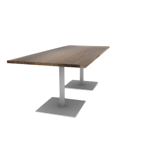 Proof 36" x 84" Rectangle Pedestal Cafe Table with Square Steel Base Pair Solid Wood Top