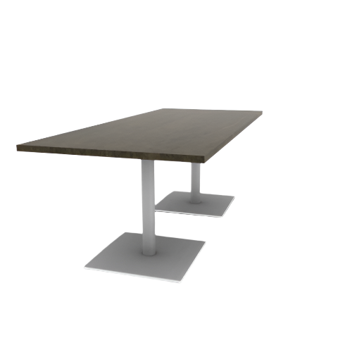 Proof 36" x 84" Rectangle Pedestal Cafe Table with Square Steel Base Pair Solid Wood Top
