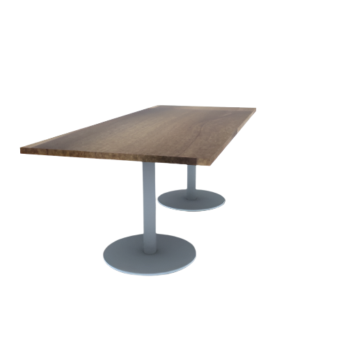 Proof 36" x 84" Rectangle Pedestal Cafe Table with Round Stainless Steel Base Pair Solid Wood Top
