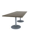 Proof 36" x 84" Rectangle Pedestal Cafe Table with Round Stainless Steel Base Pair Solid Wood Top