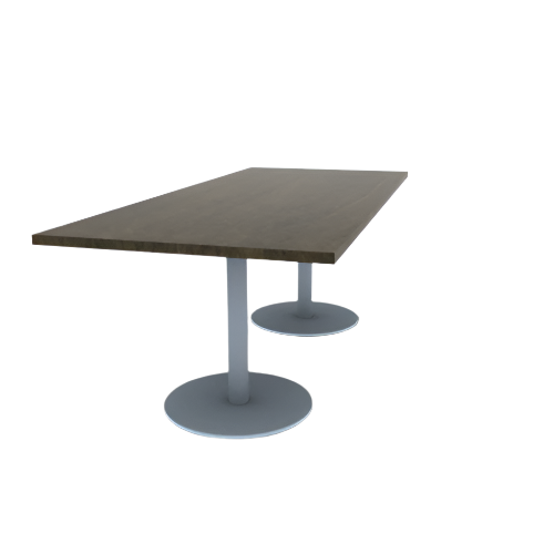 Proof 36" x 84" Rectangle Pedestal Cafe Table with Round Stainless Steel Base Pair Solid Wood Top