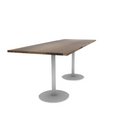 Proof 36" x 96" Rectangle Pedestal Counter Table with Round Base Pair Solid Wood Top