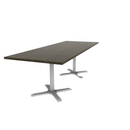 Proof 36" x 96" Rectangle Pedestal Cafe Table with X-Base Pair Solid Wood Top