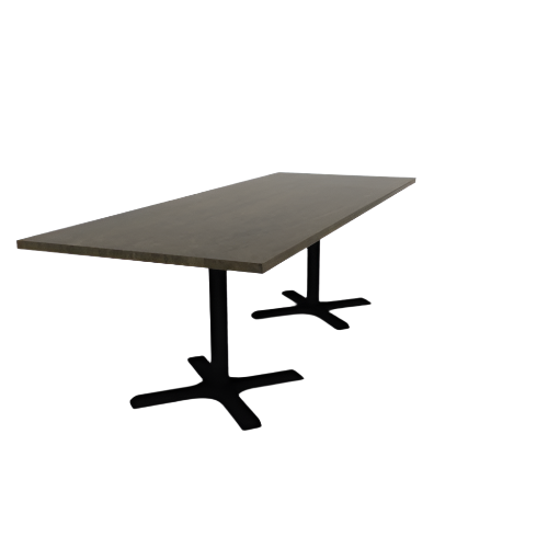 Proof 36" x 96" Rectangle Pedestal Cafe Table with X-Base Pair Solid Wood Top