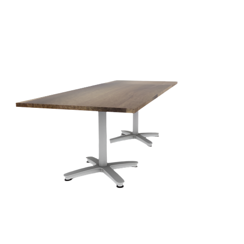 Proof 36" x 96" Rectangle Pedestal Cafe Table with Arched Base Pair Solid Wood Top