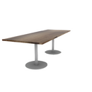 Proof 36" x 96" Rectangle Pedestal Cafe Table with Round Steel Base Pair Solid Wood Top