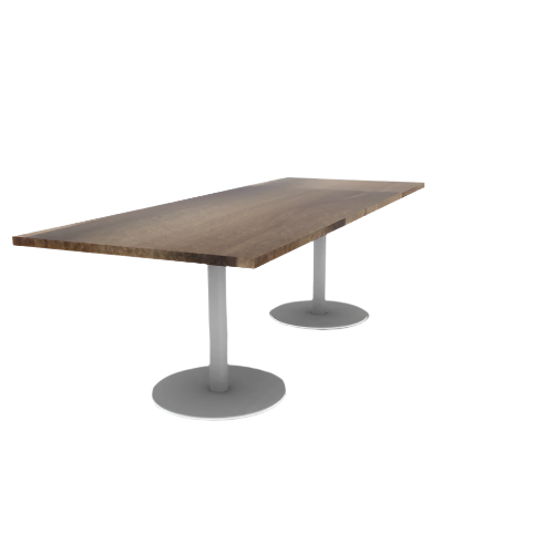 Proof 36" x 96" Rectangle Pedestal Cafe Table with Round Steel Base Pair Solid Wood Top