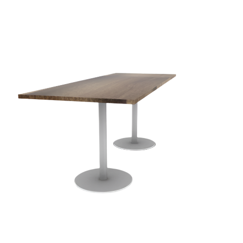 Proof 36" x 96" Rectangle Pedestal Counter Table with Round Steel Base Pair Solid Wood Top