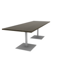 Proof 36" x 96" Rectangle Pedestal Cafe Table with Square Steel Base Pair Solid Wood Top