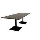 Proof 36" x 96" Rectangle Pedestal Cafe Table with Square Steel Base Pair Solid Wood Top