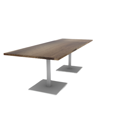 Proof 36" x 96" Rectangle Pedestal Cafe Table with Square Steel Base Pair Solid Wood Top