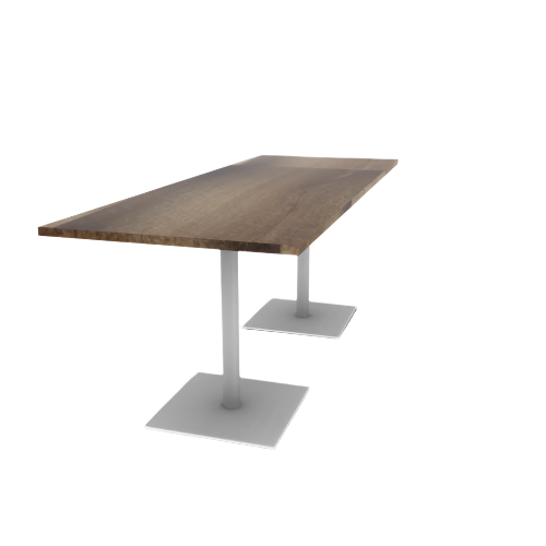 Proof 36" x 96" Rectangle Pedestal Counter Table with Square Steel Base Pair Solid Wood Top