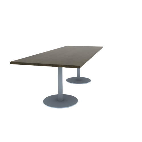 Proof 36" x 96" Rectangle Pedestal Cafe Table with Round Stainless Steel Base Pair Solid Wood Top
