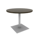 Proof 36" Dia Round Pedestal Cafe Table with Square Steel Base Solid Wood Top