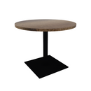 Proof 36" Dia Round Pedestal Cafe Table with Square Steel Base Solid Wood Top
