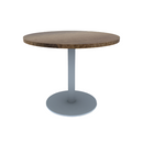 Proof 36" Dia Round Pedestal Cafe Table with Round Stainless Steel Base Solid Wood Top