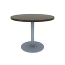 Proof 36" Dia Round Pedestal Cafe Table with Round Stainless Steel Base Solid Wood Top
