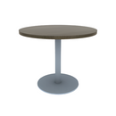 Proof 36" Dia Round Pedestal Cafe Table with Round Stainless Steel Base Solid Wood Top