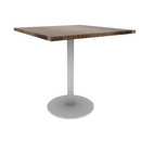 Proof 36" Square Pedestal Counter Table with Round Base Solid Wood Top