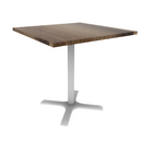 Proof 36" Square Pedestal Cafe Table with Cast Iron X-Base Solid Wood Top