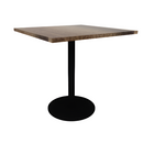 Proof 36" Square Pedestal Counter Table with Round Steel Base Solid Wood Top