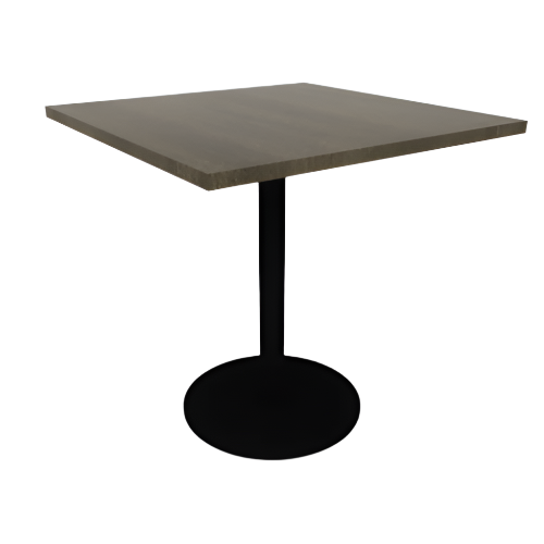 Proof 36" Square Pedestal Cafe Table with Round Steel Base Solid Wood Top