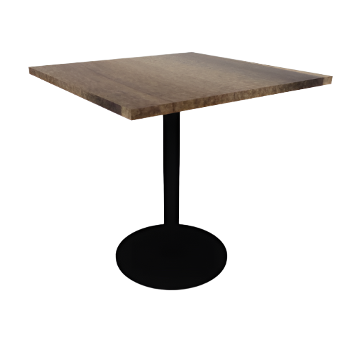 Proof 36" Square Pedestal Cafe Table with Round Steel Base Solid Wood Top